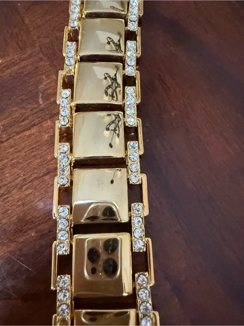 Ann Taylor Gold Toned Link Bracelet with Crystal Accents
